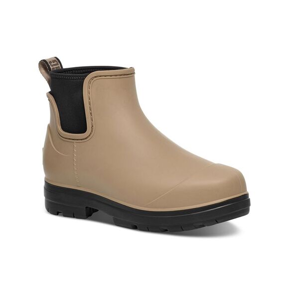 UGG Shoes - UGG Womens Beige Heel Pull-Tab Upper Droplet Cap Toe Leather Rain Boots 11
